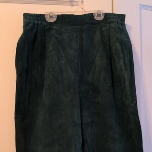 Dark Green Suede Pants